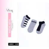 Boys’ Cotton Socks Pack – Grey with Bold Stripes (3 Pairs)